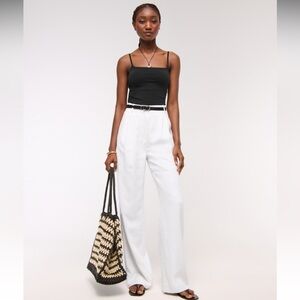 Abercrombie & Fitch Black and White Wide Leg Pants